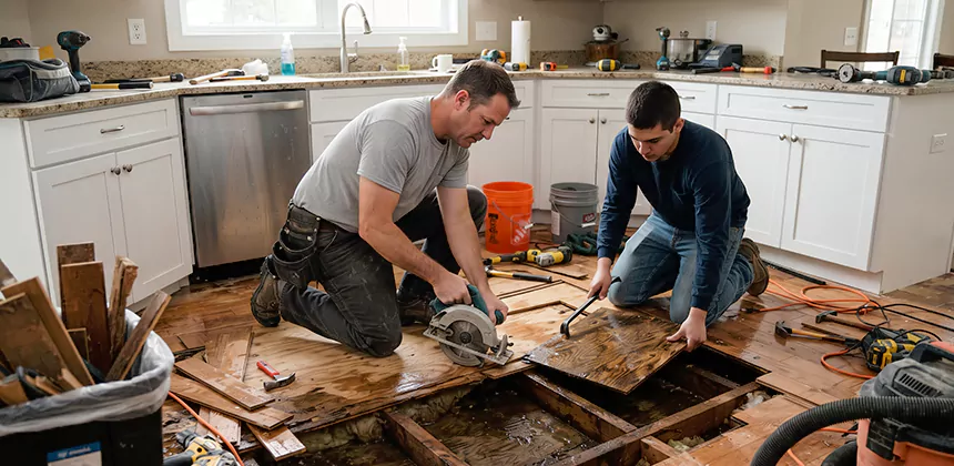 Kitchen Floor Water Damage Repair in Indio